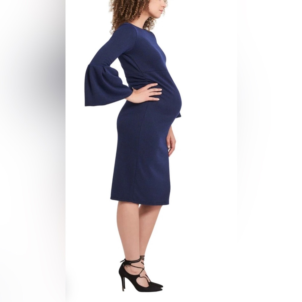 Soon Maternity Navy Myra Ruffle Dress